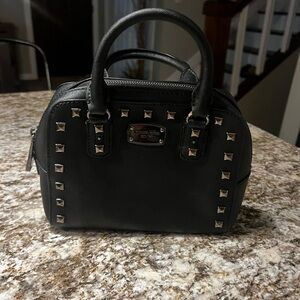 Michael Kors Collection Black Satchel with Silver Accents